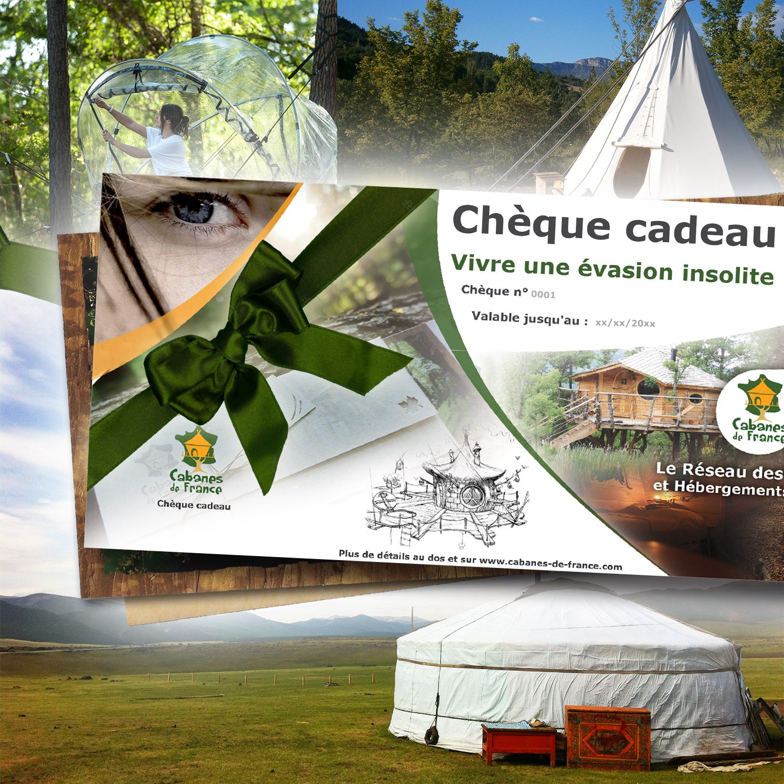 Box - Cheque Cadeau Nomade Insolite Tente de glamping au milieu de la nature, offrant une expérience unique et insolite.