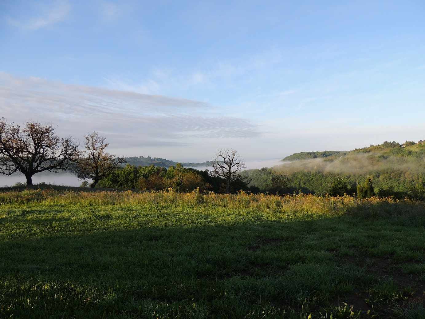 paysage brumelow Hébergement insolite en Limousin, avec vue panoramique sur la vallée brumeuse.