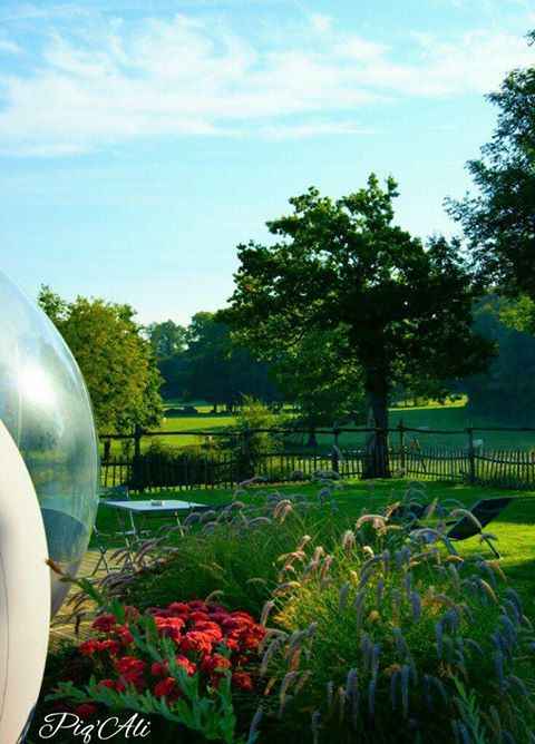 21931227_10212185595208346_1410002794_o Hébergement insolite en bulle transparente, avec vue sur un jardin fleuri et verdoyant.