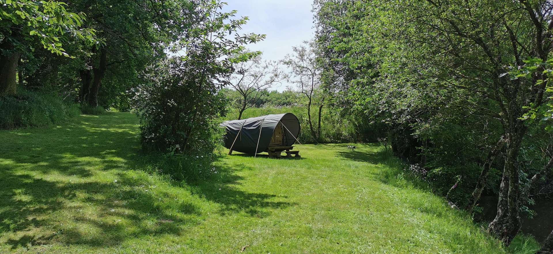 IMG_20210610_155309 Tente safari au bord dune rivière, entourée de verdure luxuriante en Nouvelle-Aquitaine.