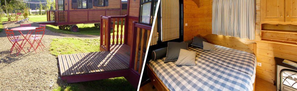 roulottebobo3 Charmante roulotte en Champagne-Ardenne avec terrasse et intérieur en bois chaleureux.