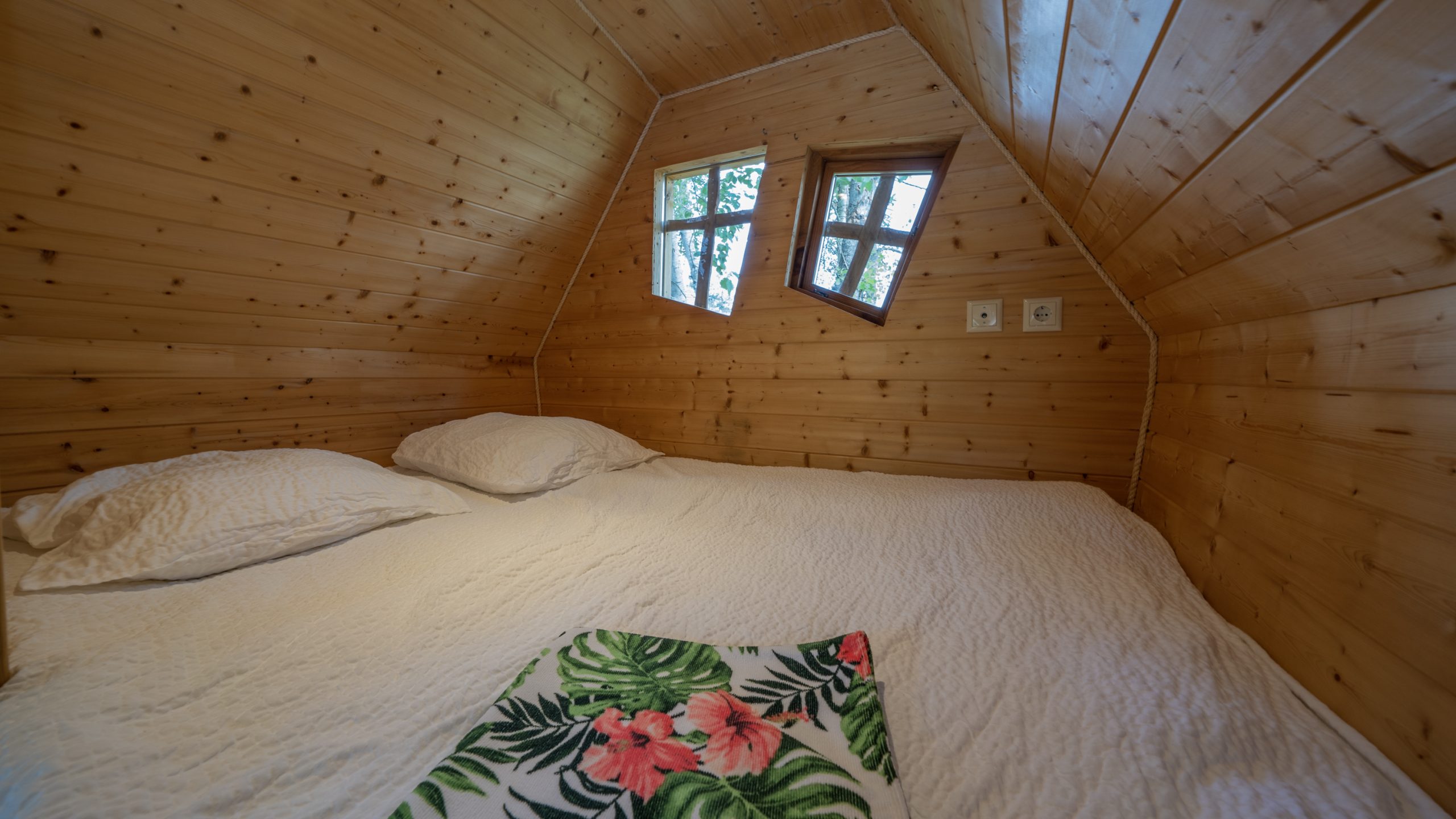 Chassenard_J1-66 Cabane en bois cosy à Champagne-Ardenne, avec fenêtres originales et lit douillet.