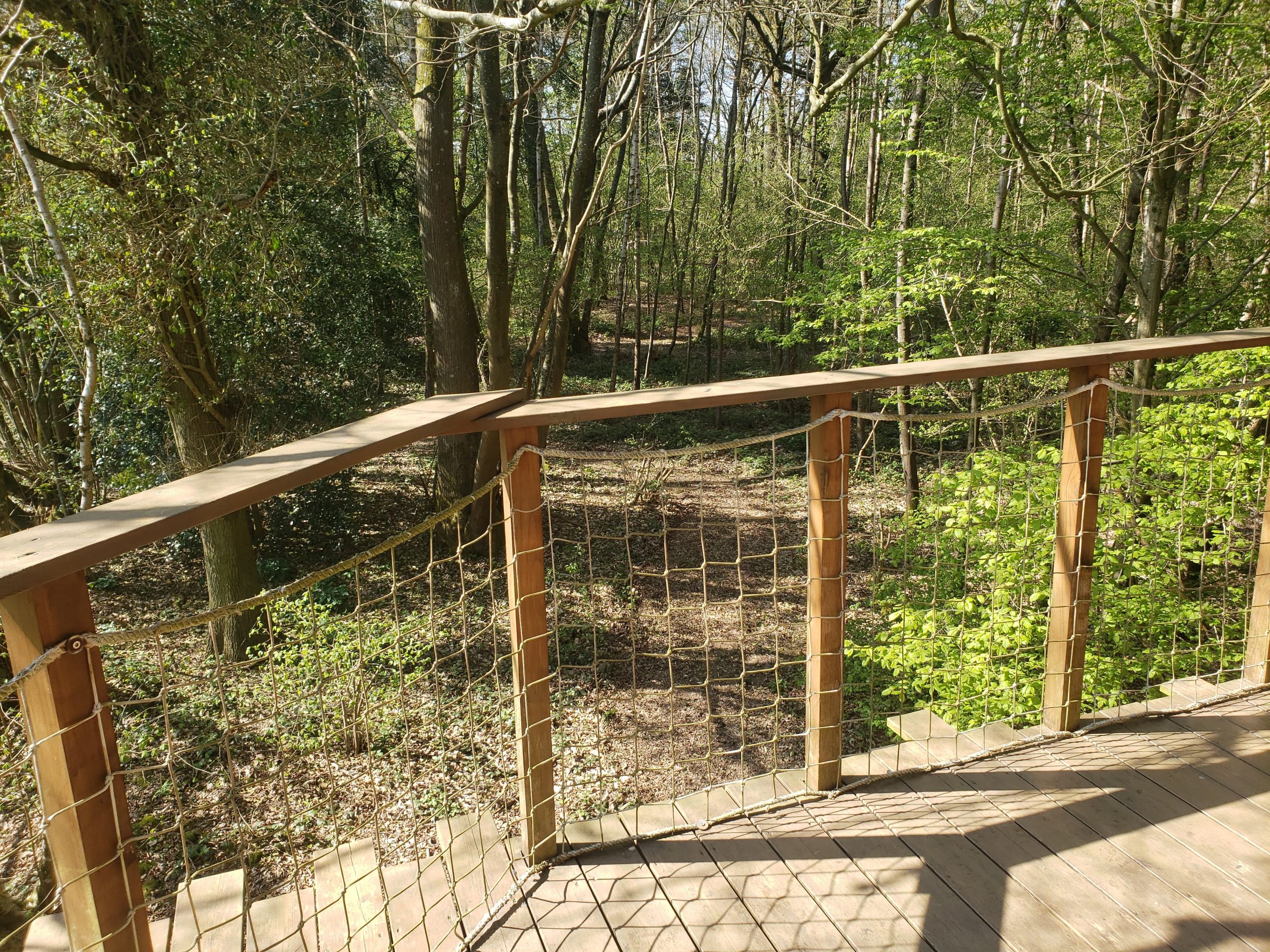20250410_122037 Cabane perchée en bois, entourée de verdure, offrant une vue sur la forêt.