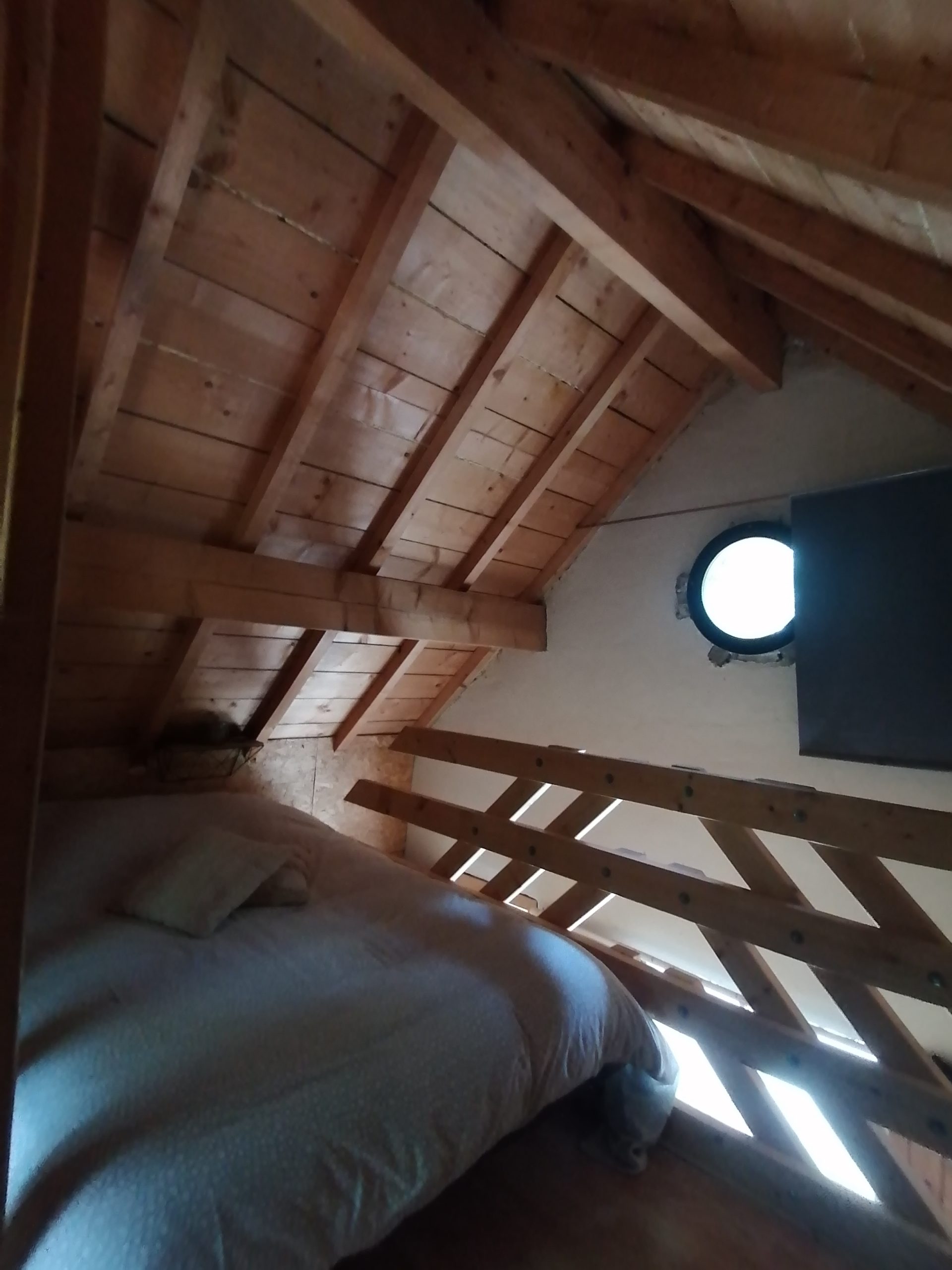 IMG_20230722_154339 Chalet en bois avec lit douillet et fenêtre ronde, situé en Champagne-Ardenne.