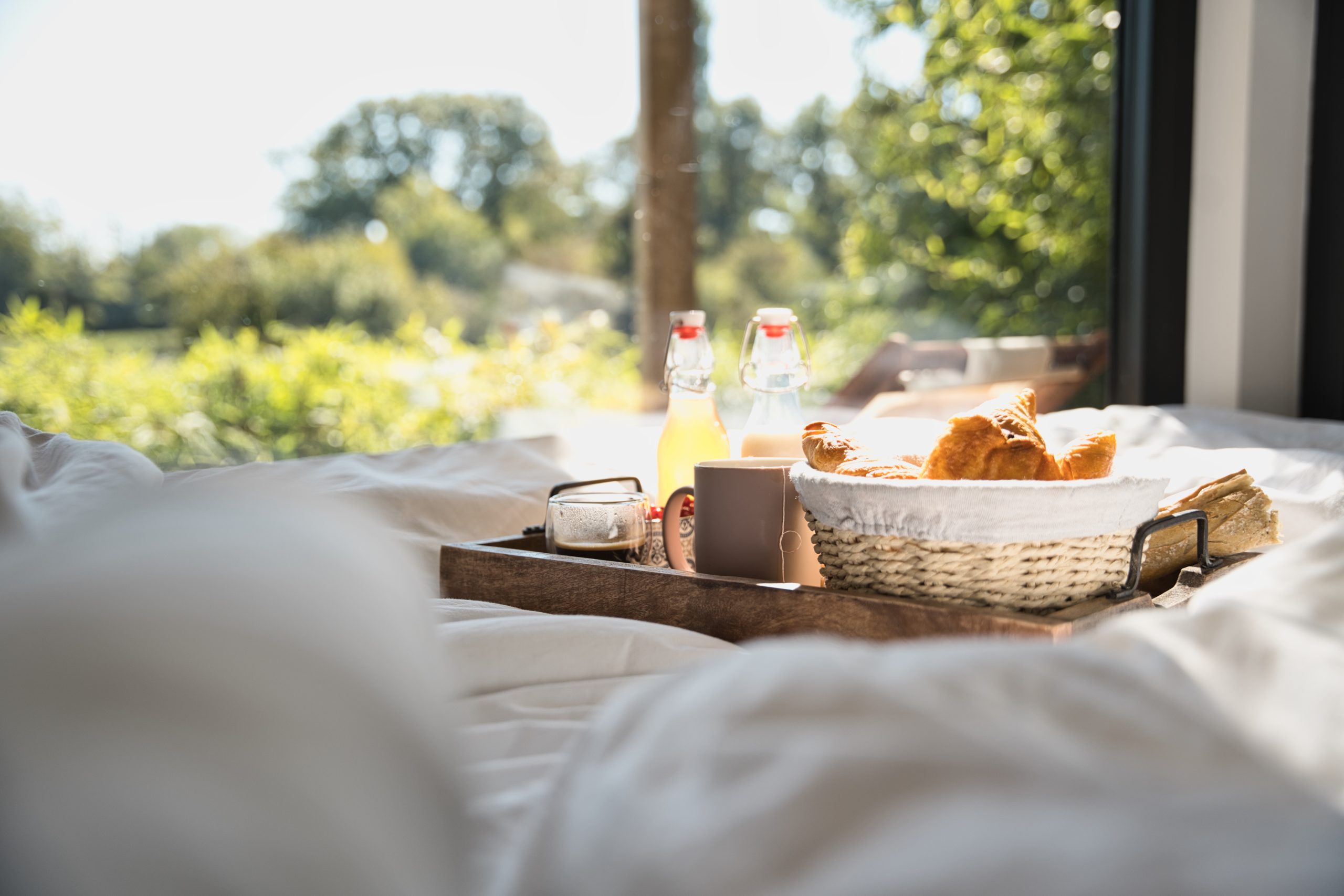 Chambre dhôtes avec petit-déjeuner, vue sur la nature et lumière naturelle.